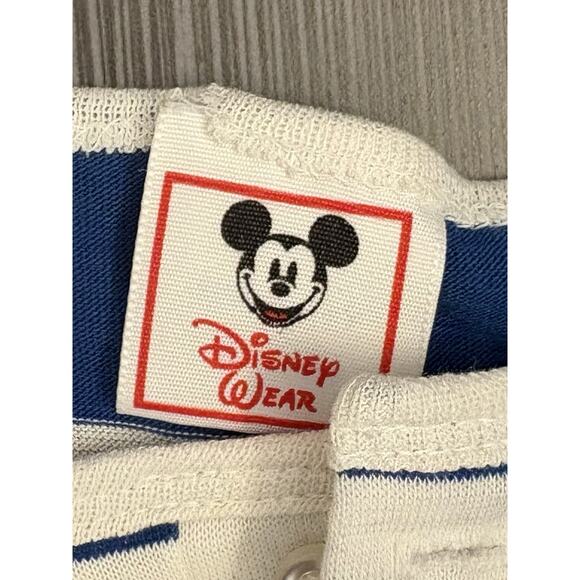 Vintage Disney Wear Striped Henley Short Sleeve Shirt Mickey Mouse Logo Large - Picture 3 of 5